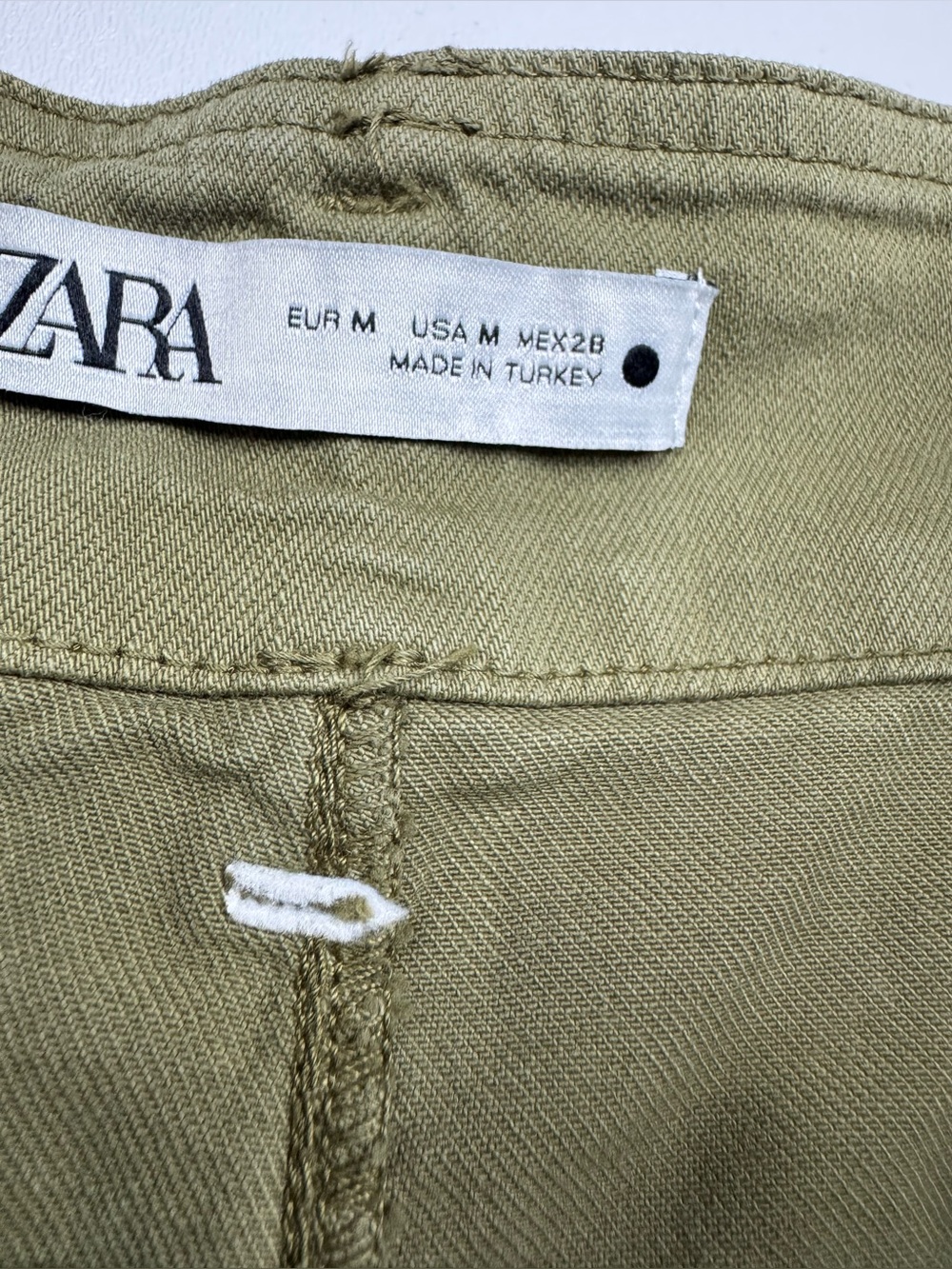 Zara High-Waist Belted Asymmetric Snap Utility Bermuda Shorts Womens Medium - Picture 5 of 9